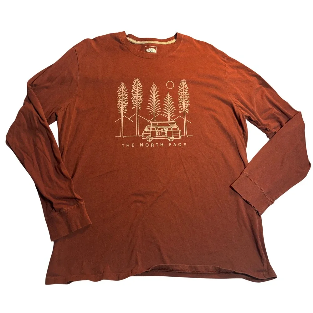 The North Face Long Sleeve T-Shirt Men's Rust Excellent Camper Graphic XXL
